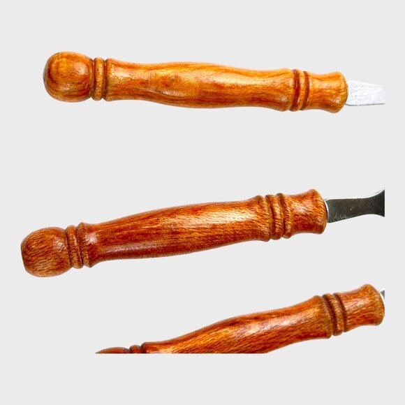 Vintage Old Homestead Wood Handle Stainless Steel Salad Fork Set 4 VGVC - Picture 6 of 6